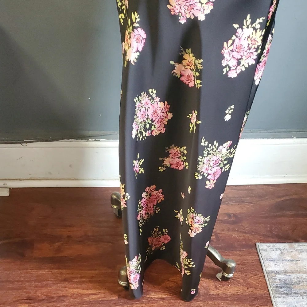 Zara Black  Slip Dress with Pink Floral Design - Picture 8 of 12